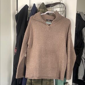Cozy Tan Quarter-Zip Sweater
